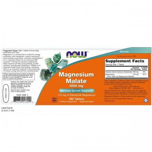 NOW MAGNESIUM MALATE 1000mg 180tabs