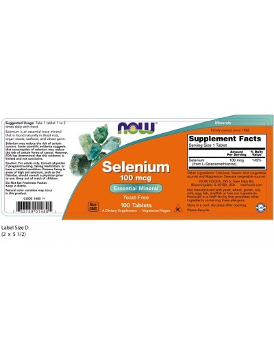 NOW SELENIUM 100mcg 100tabs