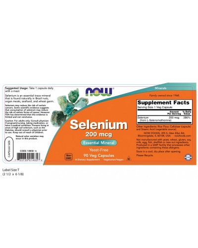 NOW SELENIUM 200mcg 90Veg caps