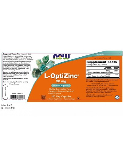 NOW L-OPTIZINC 30mg 100Veg.caps