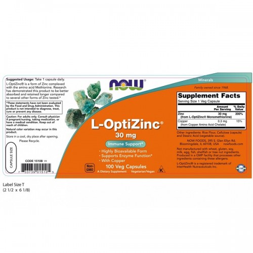 NOW L-OPTIZINC 30mg 100Veg.caps