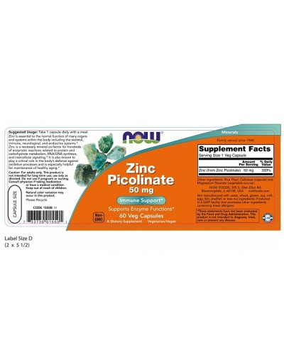 NOW ZINC PICOLINATE 50mg 60Veg caps