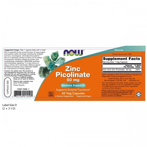 NOW ZINC PICOLINATE 50mg 60Veg.caps