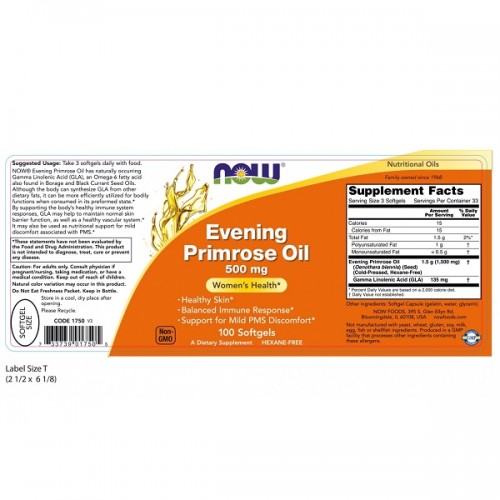 NOW EVENING PRIMROSE OIL 500mg 100softgels