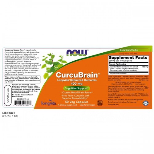 NOW CURCUBRAIN 400mg 50Veg.caps