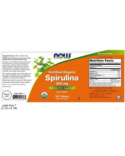 NOW SPIRULINA 500mg 100tabs