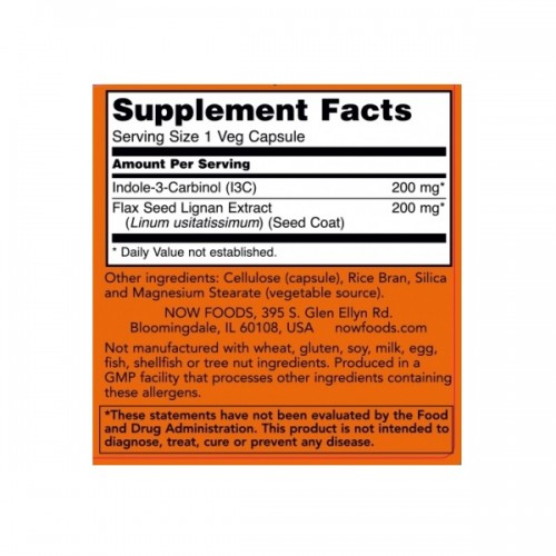 NOW INDOLE-3-CARBINOL (I3C) 200mg 60Veg.caps