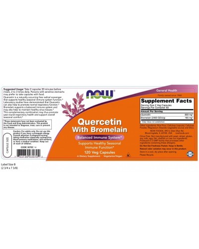 NOW QUERCETIN WITH BROMELAIN 120Veg caps