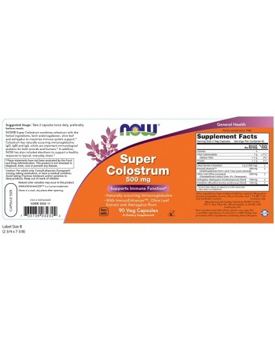 NOW SUPER COLOSTRUM 500mg 90Veg caps