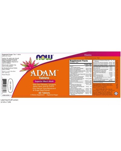 NOW ADAM MENS MULTIPLE VITAMIN 60tabs