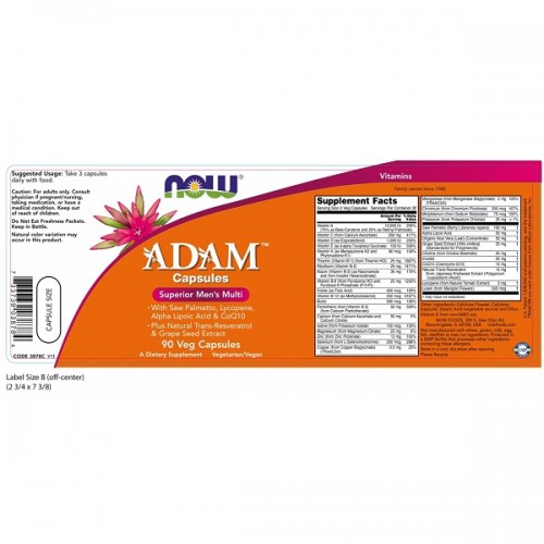 NOW ADAM MEN'S MULTIPLE VITAMIN 90Veg.caps