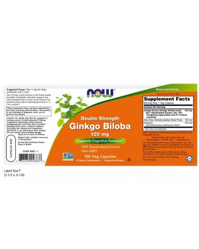 NOW GINKGO BILOBA DOUBLE STRENGTH 120mg 100Veg caps