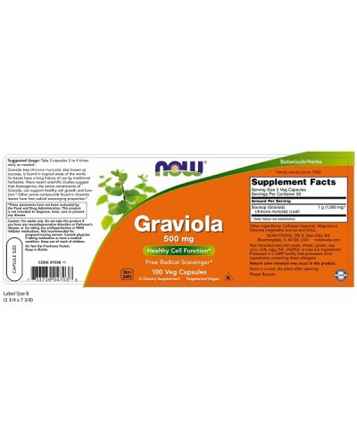 NOW GRAVIOLA 500mg 100caps