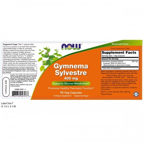 NOW GYMNEMA SYLVESTRE 400mg 90Veg.caps