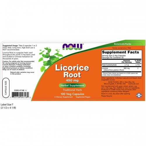 NOW LICORICE ROOT 450mg 100Veg.caps