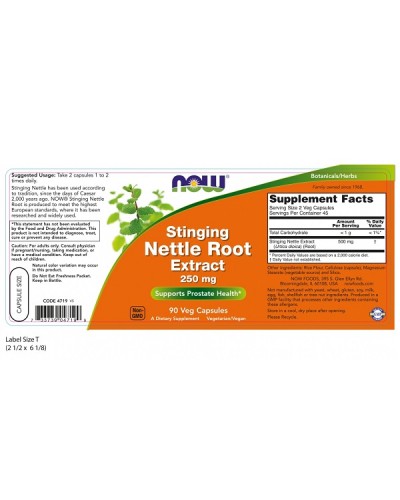 NOW STINGING NETTLE ROOT EXTRACT 250mg 90Veg.caps