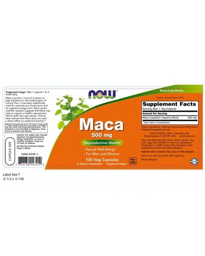 NOW MACA 500mg 100Veg caps