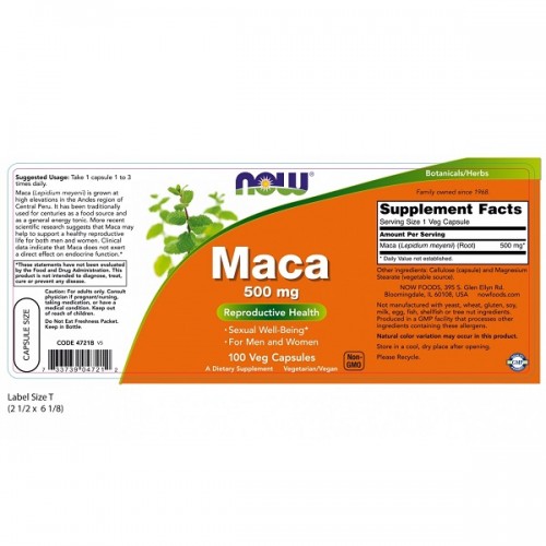 NOW MACA 500mg 100Veg.caps