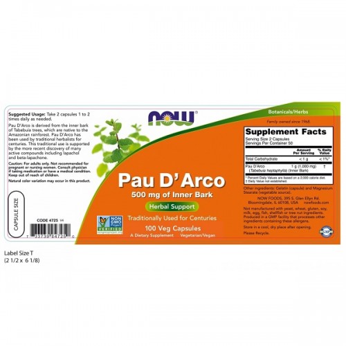 NOW PAU D'ARCO 500mg 100Veg.caps