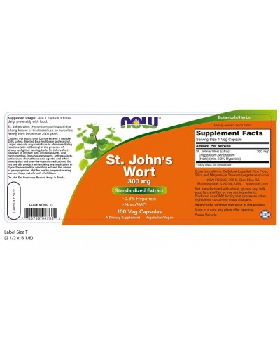 NOW ST  JOHNS WORT 300mg 100Veg  caps