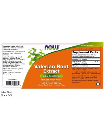 NOW LIQUID VALERIAN ROOT EXTRACT 60ml