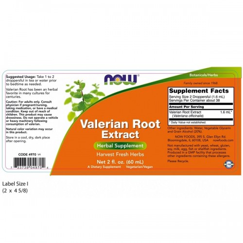 NOW LIQUID VALERIAN ROOT EXTRACT 60ml