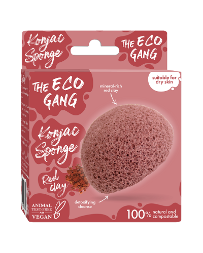 THE ECO GANG KONJAC SPONGE RED CLAY ΣΦΟΥΓΓΑΡΙ ΠΡΟΣΩΠΟΥ ΓΙΑ ΞΗΡΟ ΔΕΡΜΑ 1τμχ