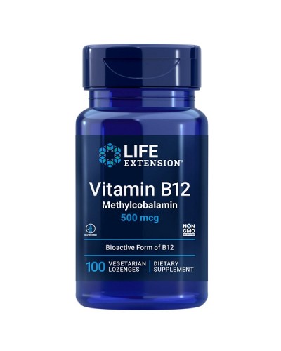 LIFE EXTENSION VITAMIN B12 METHYLCOBALAMIN 500mcg 100Veg Lozenges