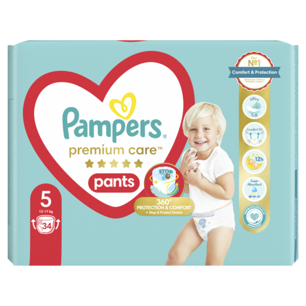 PAMPERS PREMIUM CARE PANTS ΠΑΝΕΣ-ΒΡΑΚΑΚΙ No 5 (12-17 kg) 34τμχ