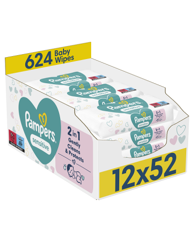 PAMPERS WIPES SENSITIVE ΜΩΡΟΜΑΝΤΗΛΑ 12x52τμχ (624 ΜΩΡΟΜΑΝΤΗΛΑ)