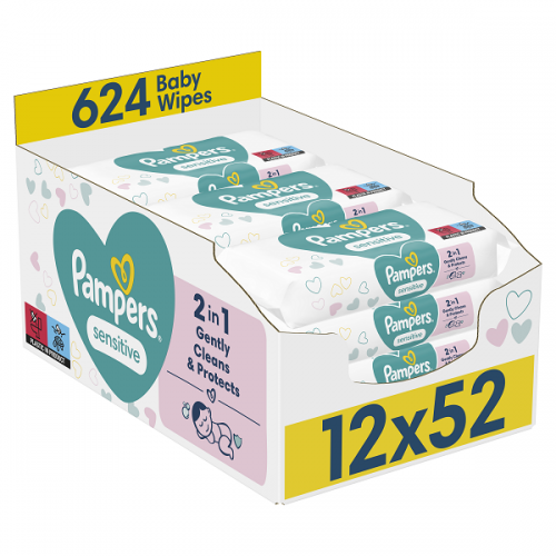 PAMPERS WIPES SENSITIVE ΜΩΡΟΜΑΝΤΗΛΑ 12x52τμχ (624 ΜΩΡΟΜΑΝΤΗΛΑ)