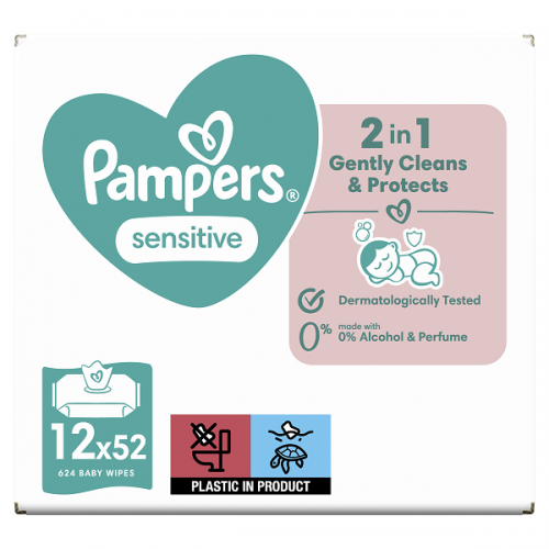 PAMPERS WIPES SENSITIVE ΜΩΡΟΜΑΝΤΗΛΑ 12x52τμχ (624 ΜΩΡΟΜΑΝΤΗΛΑ)