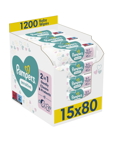 PAMPERS WIPES SENSITIVE ΜΩΡΟΜΑΝΤΗΛΑ 15x80τμχ (1200 ΜΩΡΟΜΑΝΤΗΛΑ)