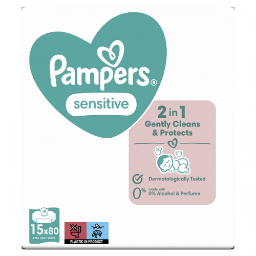 PAMPERS WIPES SENSITIVE ΜΩΡΟΜΑΝΤΗΛΑ 15x80τμχ (1200 ΜΩΡΟΜΑΝΤΗΛΑ)