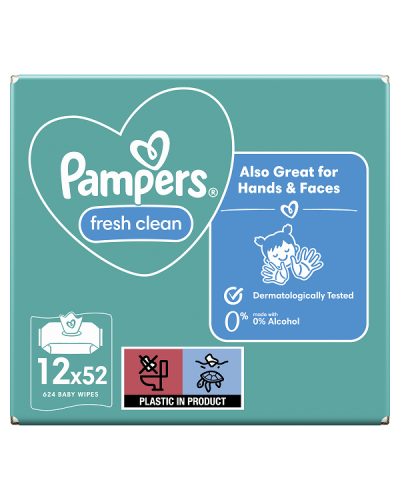 PAMPERS WIPES FRESH CLEAN ΜΩΡΟΜΑΝΤΗΛΑ 12x52τμχ (624 ΜΩΡΟΜΑΝΤΗΛΑ)