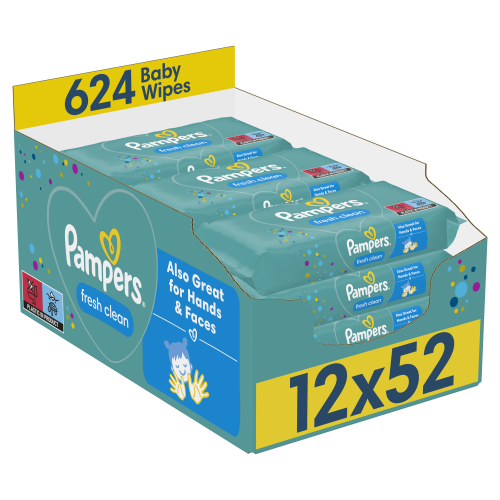 PAMPERS WIPES FRESH CLEAN ΜΩΡΟΜΑΝΤΗΛΑ 12x52τμχ (624 ΜΩΡΟΜΑΝΤΗΛΑ)