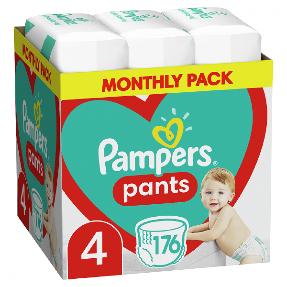 PAMPERS PANTS NO 4 MONTHLY PACK (9-15KG) 176ΤΜΧ