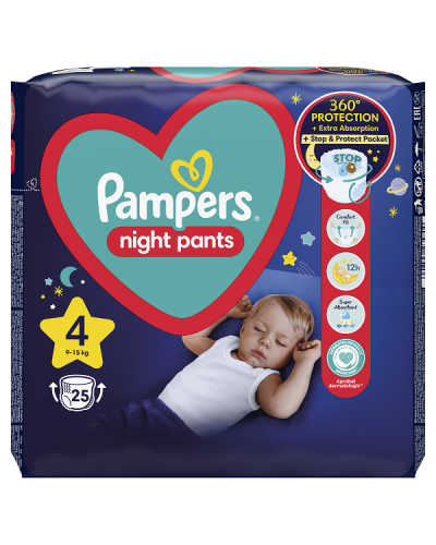 PAMPERS NIGHT PANTS ΠΑΝΕΣ-ΒΡΑΚΑΚΙ No 4 (9kg-15kg) 25τμχ