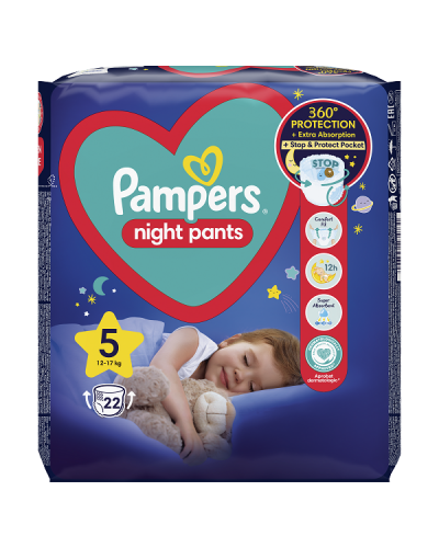 PAMPERS NIGHT PANTS ΠΑΝΕΣ-ΒΡΑΚΑΚΙ No 5 (12kg-17kg) 22τμχ