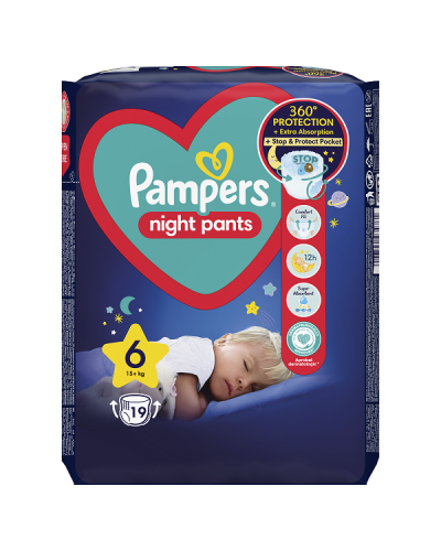 PAMPERS NIGHT PANTS ΠΑΝΕΣ-ΒΡΑΚΑΚΙ No 6 (14kg-19kg) 19τμχ