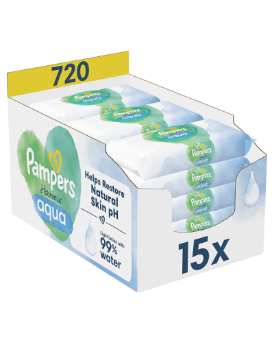 PAMPERS WIPES HARMONIE AQUA ΜΩΡΟΜΑΝΤΗΛΑ 15x48τμχ (720 ΜΩΡΟΜΑΝΤΗΛΑ)