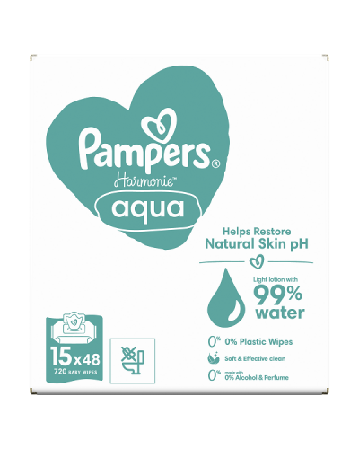 PAMPERS WIPES HARMONIE AQUA ΜΩΡΟΜΑΝΤΗΛΑ 15x48τμχ (720 ΜΩΡΟΜΑΝΤΗΛΑ)