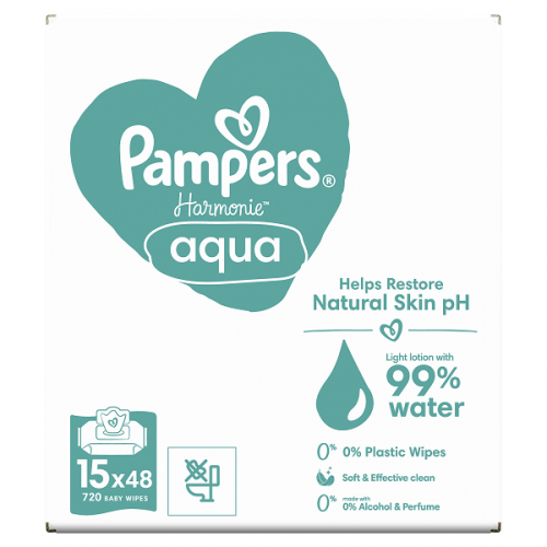 PAMPERS WIPES HARMONIE AQUA ΜΩΡΟΜΑΝΤΗΛΑ 15x48τμχ (720 ΜΩΡΟΜΑΝΤΗΛΑ)