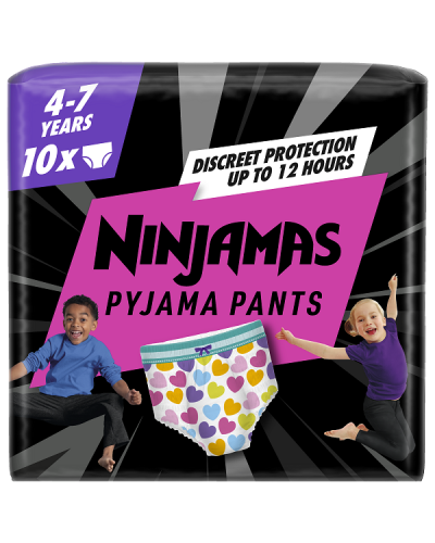 PAMPERS NINJAMAS PYJAMA NIGHT PANTS GIRL ΠΑΝΕΣ-ΒΡΑΚΑΚΙ ΓΙΑ ΚΟΡΙΤΣΙΑ 4-7ετών (17kg-30kg) 10τμχ