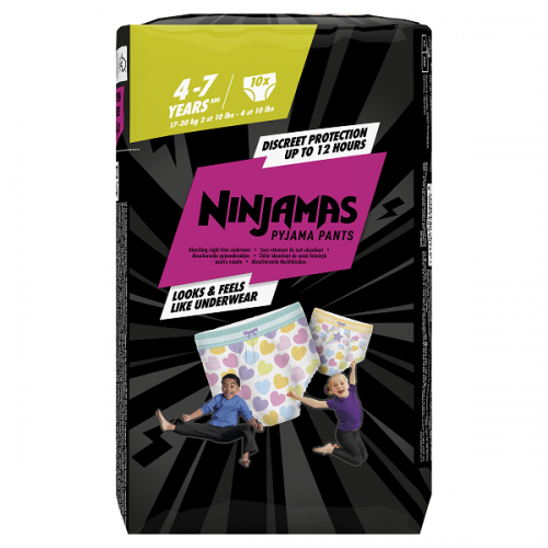 PAMPERS NINJAMAS PYJAMA NIGHT PANTS GIRL ΠΑΝΕΣ-ΒΡΑΚΑΚΙ ΓΙΑ ΚΟΡΙΤΣΙΑ 4-7ετών (17kg-30kg) 10τμχ