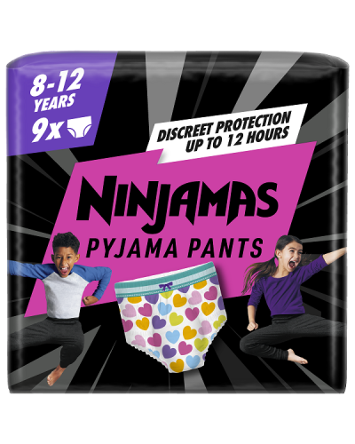 PAMPERS NINJAMAS PYJAMA NIGHT PANTS GIRL ΠΑΝΕΣ-ΒΡΑΚΑΚΙ ΓΙΑ ΚΟΡΙΤΣΙΑ 8-12ετών (27kg-43kg) 9τμχ