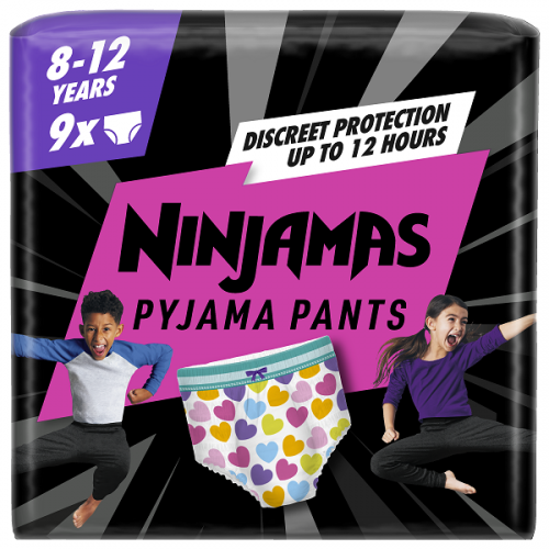 PAMPERS NINJAMAS PYJAMA NIGHT PANTS GIRL ΠΑΝΕΣ-ΒΡΑΚΑΚΙ ΓΙΑ ΚΟΡΙΤΣΙΑ 8-12ετών (27kg-43kg) 9τμχ