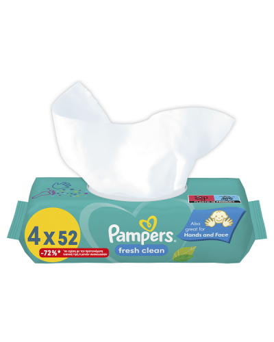 PAMPERS WIPES FRESH CLEAN ΜΩΡΟΜΑΝΤΗΛΑ 4x52τμχ (208 ΜΩΡΟΜΑΝΤΗΛΑ)