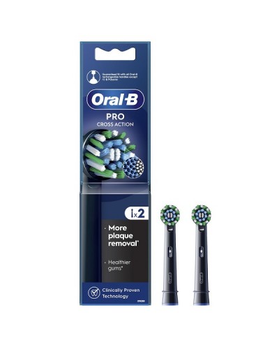 ORAL-B PRO CROSS ACTION BLACK ΑΝΤΑΛΛΑΚΤΙΚΕΣ ΚΕΦΑΛΕΣ ΗΛΕΚΤΡΙΚΗΣ ΟΔΟΝΤΟΒΟΥΡΤΣΑΣ ΜΑΥΡΕΣ 2τμχ