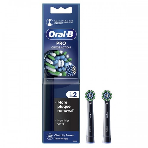 ORAL-B PRO CROSS ACTION BLACK ΑΝΤΑΛΛΑΚΤΙΚΕΣ ΚΕΦΑΛΕΣ ΗΛΕΚΤΡΙΚΗΣ ΟΔΟΝΤΟΒΟΥΡΤΣΑΣ ΜΑΥΡΕΣ 2τμχ